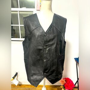 Branded Garment Vintage Leather Motorcycle Vest XL